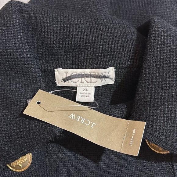 NWT J. Crew Black Warwick gold button double breasted sweater blazer - Picture 4 of 10